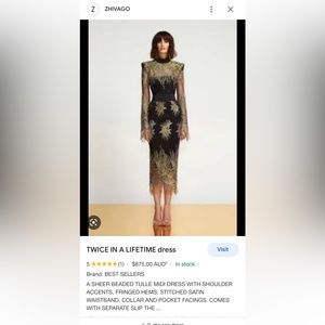 Zhivago twice in a lifetime dress worn 1hour no slip